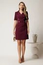 Rochie scurta mov pruna din stofa cu nasturi pe bust, 3, dyfashion.ro