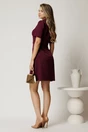 Rochie scurta mov pruna din stofa cu nasturi pe bust, 2, dyfashion.ro