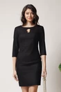 Rochie scurta neagra conica cu detaliu auriu la bust, 1, dyfashion.ro