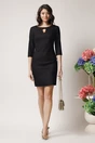 Rochie scurta neagra conica cu detaliu auriu la bust, 3, dyfashion.ro