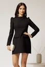 Rochie scurta neagra cu aplicatii la decolteu, 4, dyfashion.ro