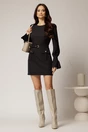 Rochie scurta neagra cu buzunare si nasturi decorativi, 3, dyfashion.ro