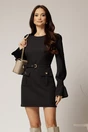 Rochie scurta neagra cu buzunare si nasturi decorativi, 1, dyfashion.ro
