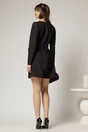 Rochie scurta neagra cu fusta tip A si fundite, 2, dyfashion.ro
