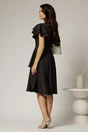 Rochie scurta neagra cu maneci scurte evazate si aplicatie pe talie, 2, dyfashion.ro