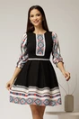 Rochie scurta neagra cu motive etno, 1, dyfashion.ro