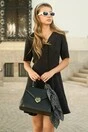 Rochie scurta neagra din stofa in clini cu nasturi si guler maxi, 4, dyfashion.ro