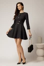 Rochie scurta neagra din stofa in clos cu nasturi pe bust si curea in talie, 3, dyfashion.ro