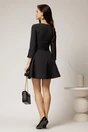 Rochie scurta neagra din stofa in clos cu nasturi pe bust si curea in talie, 2, dyfashion.ro