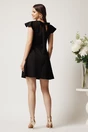 Rochie scurta neagra din stofa in cos cu perlute la decolteu- Moze, 2, dyfashion.ro