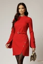 Rochie scurta rosie cu maneci decupate si nasturi eleganti, 1, dyfashion.ro