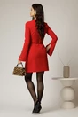 Rochie scurta rosie cu maneci decupate si nasturi eleganti, 2, dyfashion.ro