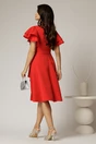 Rochie scurta rosie cu maneci scurte evazate si aplicatie pe talie, 2, dyfashion.ro
