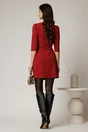 Rochie scurta rosu inchis cu fusta tip A si nasturi decorativi, 2, dyfashion.ro