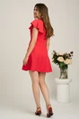 Rochie scurta rosu zmeura din stofa in clini cu aplicatie la baza- Moze, 2, dyfashion.ro