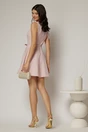 Rochie scurta roz cu funda pe umar si decolteu patrat, 2, dyfashion.ro