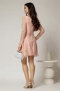 Rochie scurta roz cu maneci din dantela si nasturi decorativi, 2, dyfashion.ro