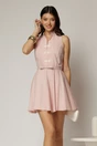 Rochie scurta roz din poplin cu inchidere cu design la bust, 1, dyfashion.ro