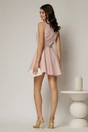 Rochie scurta roz din poplin cu inchidere cu design la bust, 2, dyfashion.ro