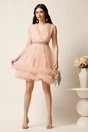 Rochie scurta roz din tulle in clos cu volanase la baza-  Ella Collection Kelly, 3, dyfashion.ro