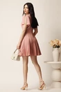 Rochie scurta roz in clin cu decolteu petrecut- Moze, 2, dyfashion.ro