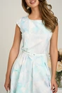 Rochie scurta turcoaz in clos cu flori si curtea in talie, 3, dyfashion.ro