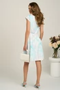 Rochie scurta turcoaz in clos cu flori si curtea in talie, 2, dyfashion.ro