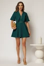 Rochie scurta verde cu guler ascutit si nasturi, 3, dyfashion.ro