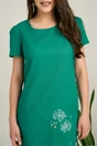 Rochie scurta verde din in cu broderie florala pe fusta, 3, dyfashion.ro