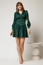 Rochie scurta verde din satin de ocazie, 3, dyfashion.ro