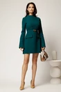 Rochie scurta verde din stofa cu clapete tip buzunare si curea in talie, 3, dyfashion.ro