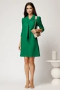 Rochie scurta verde din stofa cu croi cambrat si guler tip esarfa, 1, dyfashion.ro