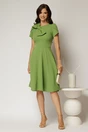 Rochie scurta verde fistic cu croi clos si funda ampla, 3, dyfashion.ro