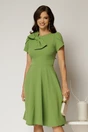 Rochie scurta verde fistic cu croi clos si funda ampla, 1, dyfashion.ro