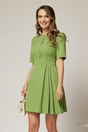 Rochie scurta verde lime cu pliuri pe fusta si nasturi pe bust, 1, dyfashion.ro