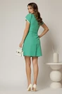 Rochie scurta verde menta cu maneci scurte si pliuri mici pe fusta, 2, dyfashion.ro