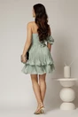 Rochie scurta verde menta de ocazie cu volanas pe umar din voal peliculizat, 2, dyfashion.ro