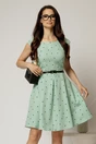 Rochie scurta verde menta in clos cu buline si curtea in talie, 1, dyfashion.ro