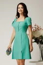 Rochie scurta verde mint din stofa cu nasturi decorativi la bust, 1, dyfashion.ro