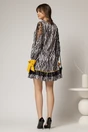 Rochie scurta zebra print din satin cu detalii galbene, 2, dyfashion.ro