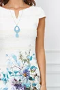 Rochie Tara alba cu imprimeu floral albastru
