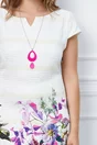 Rochie Tara alba cu imprimeu floral mov