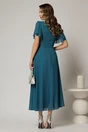 Rochie turcoaz lunga de ocazie din voal cu decolteul petrecut, 2, dyfashion.ro