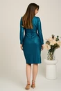 Rochie turcoaz conica din lurex cu fronseu- Viada, 2, dyfashion.ro