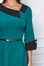 Rochie Valeria verde cu guler negru