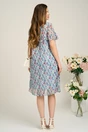 Rochie vaporoasa de zi din voal ivory cu flori bleu si roz