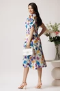 Rochie vaporoasa din satin alba cu flori colorate, 2, dyfashion.ro