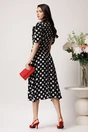 Rochie vaporoasa din viscoza neagra cu buline albe, 2, dyfashion.ro