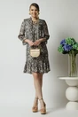 Rochie vaporoasa din voal cu print snake gri