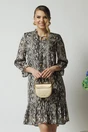 Rochie vaporoasa din voal cu print snake gri